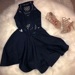 Charlotte Rousse navy cut out dress